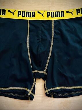 Puma Black Boxer Briefs with Yellow Branded Waistband